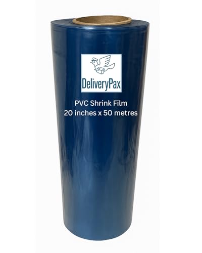 DELIVERYPAX PVC Heat Shrink Film 20 Inch x 20 Meter | Transparent Heat Shrink Wrap | PVC Shrink Wrap Roll for Packaging | 20 Inch Shrink Wrap for Box Packing, PVC Shrink Film for Packaging