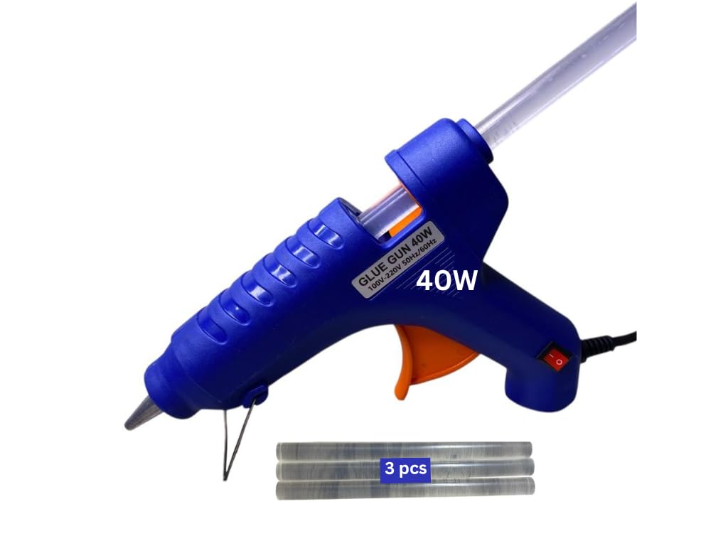 40W Glue Gun for DIY Art & Craft Projects with 150mm x 11mm, 3 Glue Sticks