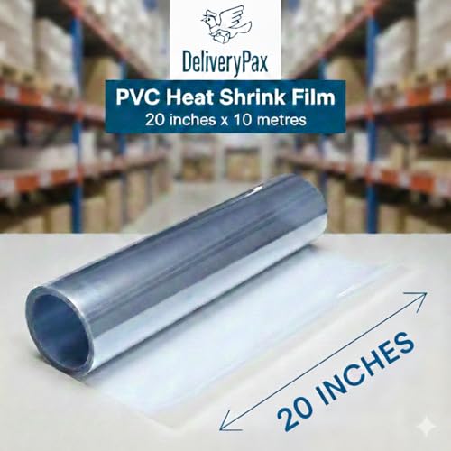 DELIVERYPAX PVC Heat Shrink Film 20 Inch x 20 Meter | Transparent Heat Shrink Wrap | PVC Shrink Wrap Roll for Packaging | 20 Inch Shrink Wrap for Box Packing, PVC Shrink Film for Packaging