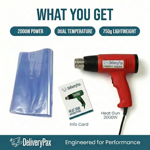 DELIVERYPAX 2000W Heat Gun with 100W Glue Gun & 5 Glue Sticks