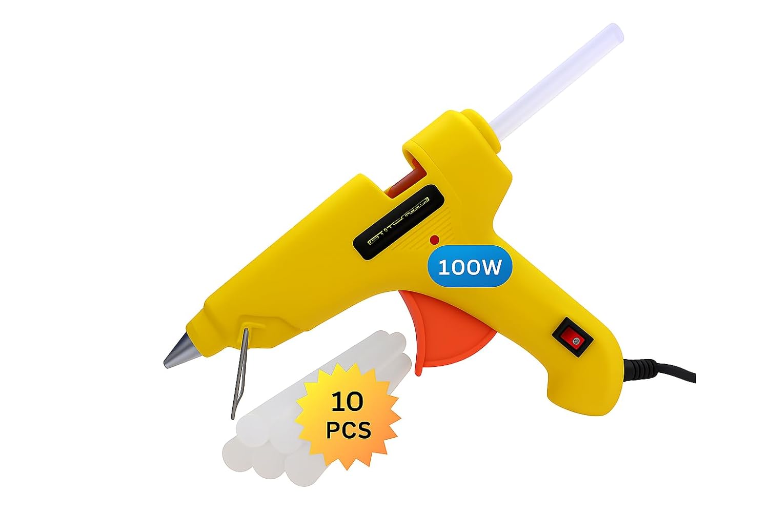 Glue Gun 100W with 10 Glue Sticks (11mm, 6")| (Yellow)| for Art & Crafts, Repairs & DIY Projects
