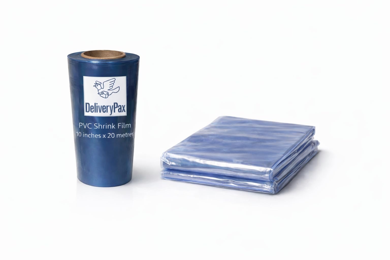 Delivery Pax PVC Heat Shrink Film 10 Inch x 20 Meter | Transparent Heat Shrink Wrap | PVC Shrink Wrap Roll for Packaging | Shrink Wrap for Box Packing, PVC Shrink Film for Packaging (10inch x 20m)