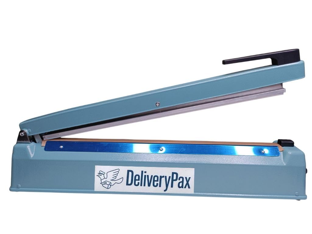 DELIVERYPAX 8-Inch Metal Heat Sealer Machine – Extra Cutting & Sealing Elements, Precision Long-Life Design, Timer Control, Bonus Teflon – Heavy-Duty Packaging Sealing Machine