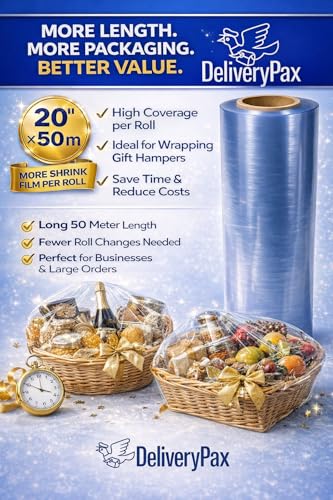 DELIVERYPAX PVC Heat Shrink Film 20 Inch x 20 Meter | Transparent Heat Shrink Wrap | PVC Shrink Wrap Roll for Packaging | 20 Inch Shrink Wrap for Box Packing, PVC Shrink Film for Packaging
