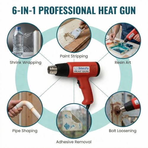 DELIVERYPAX 2000W Heat Gun with 100W Glue Gun & 5 Glue Sticks