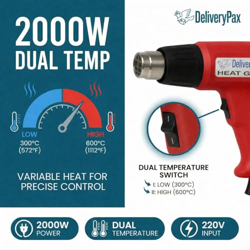 DELIVERYPAX 2000W Heat Gun with 100W Glue Gun & 5 Glue Sticks