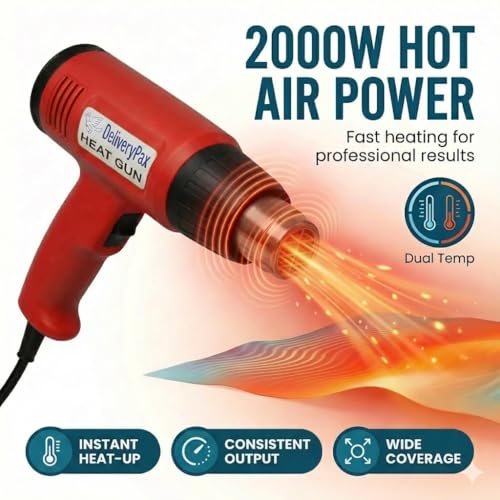 DELIVERYPAX 2000W Heat Gun with 100W Glue Gun & 5 Glue Sticks