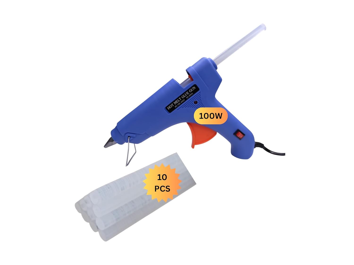 100W Glue Gun (Blue) + 10 Sticks – Fast Heating for DIY, Crafts & Repairs
