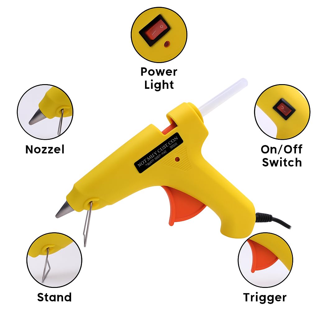 Glue Gun 100W with 10 Glue Sticks (11mm, 6")| (Yellow)| for Art & Crafts, Repairs & DIY Projects