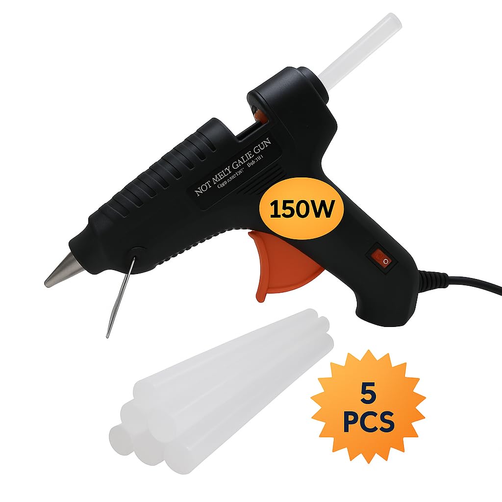 Glue Gun 150W with 5 Glue Sticks (Black) for Art & Crafts, Repairs & DIY Projects