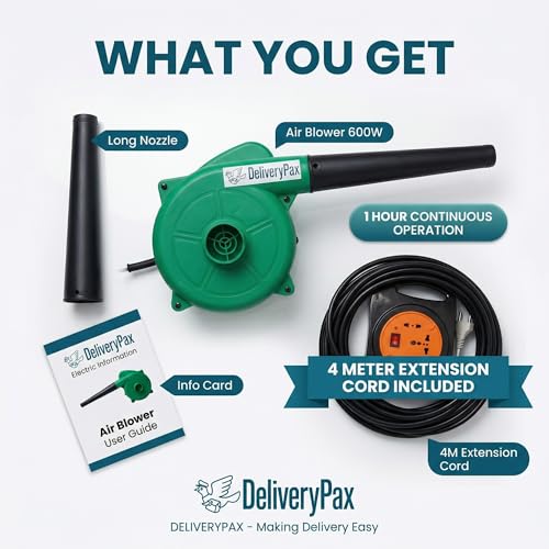 Delivery Pax 600W Electric Air Blower Machine | Blower Fan for Cleaning | Air Blower for Dust Cleaner for Home | Blower for Cleaning | Electric Blower for Leaf Cleaning | Free 4 Meter Cord