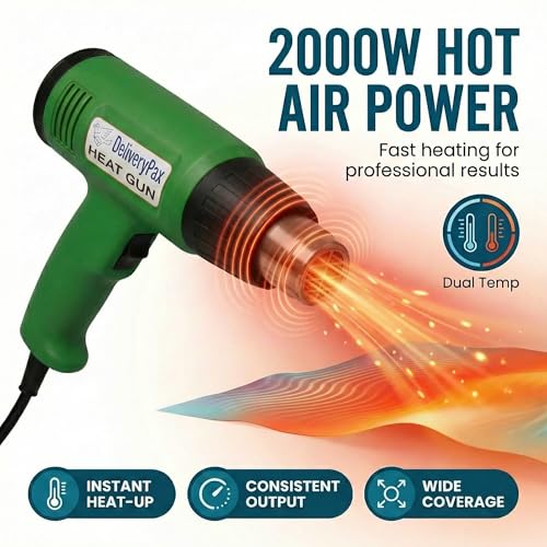 DELIVERYPAX 2000W Heat Gun with 100W Glue Gun & 5 Glue Sticks