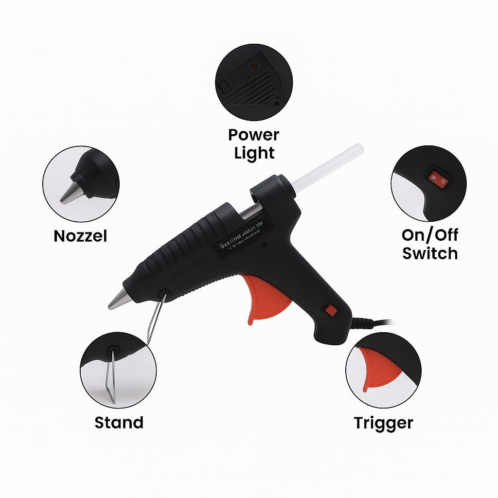 Glue Gun 150W with 5 Glue Sticks (Black) for Art & Crafts, Repairs & DIY Projects
