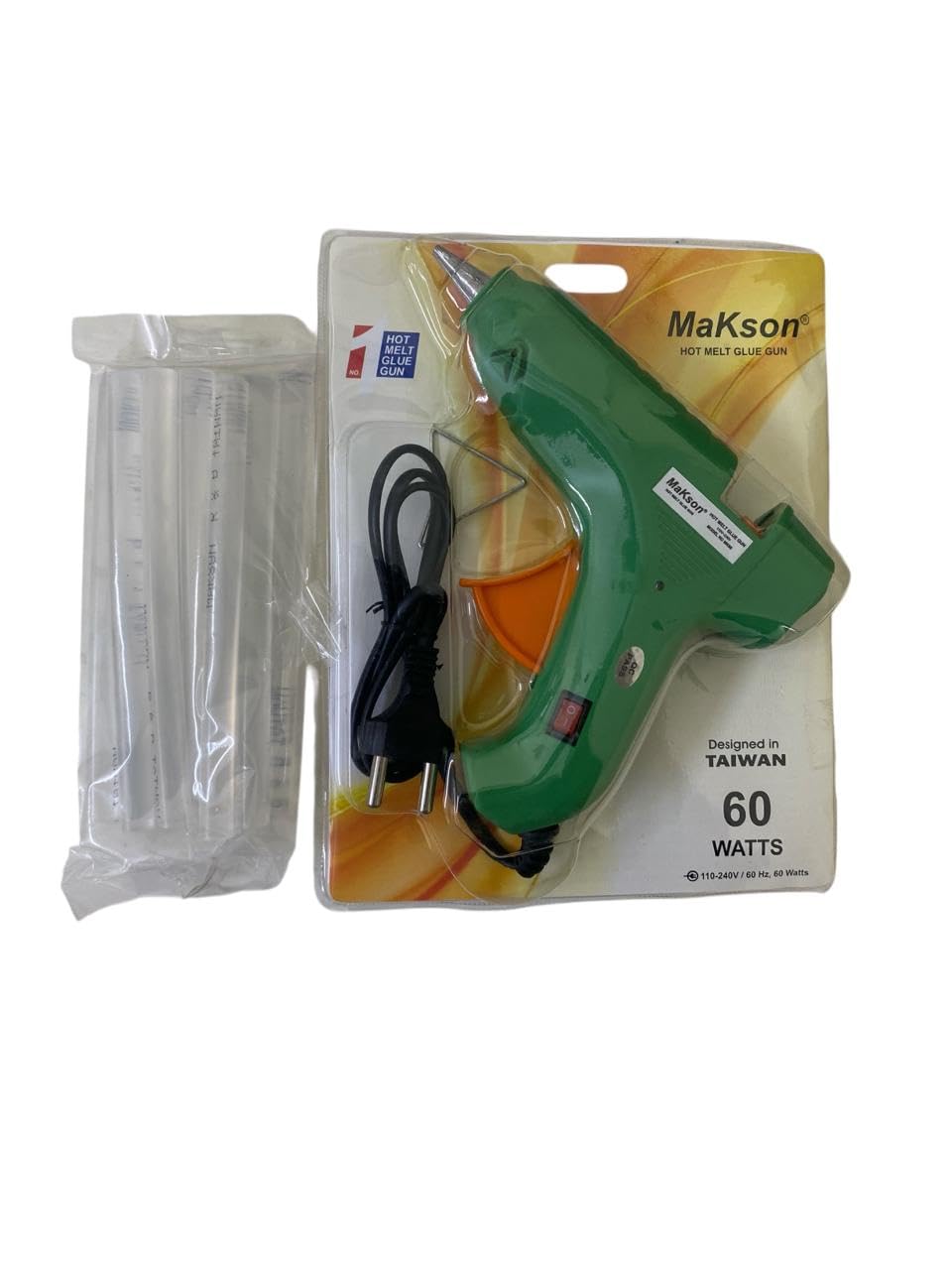 Glue Gun 60W with 5 Glue Sticks (11mm, 6") for Art & Crafts, Repairs & DIY Projects, Green Color