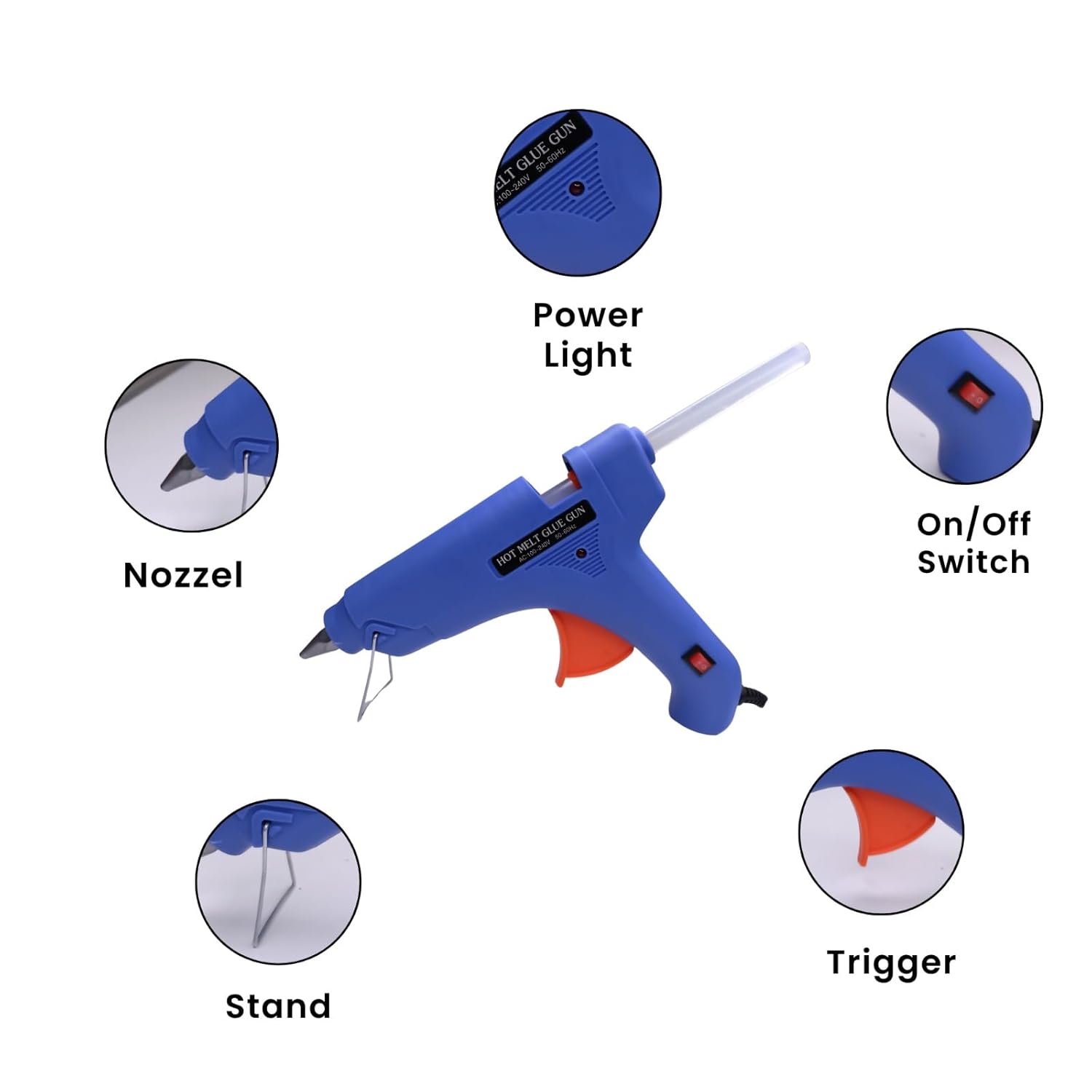 100W Glue Gun (Orange) + 10 Sticks – Hot, Anti-Drip for DIY, Crafts & Repairs
