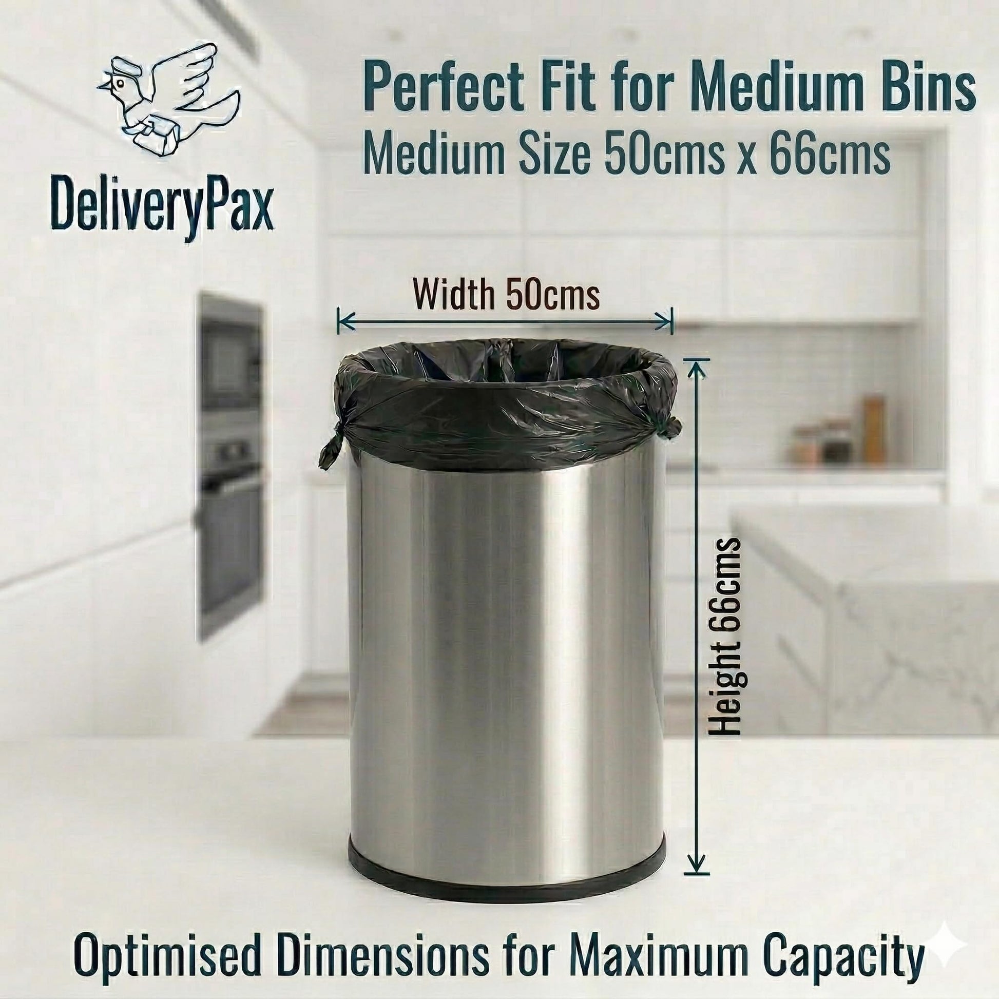 Tie-handle Garbage Bags (Medium Size - Pack of 100 Bags)