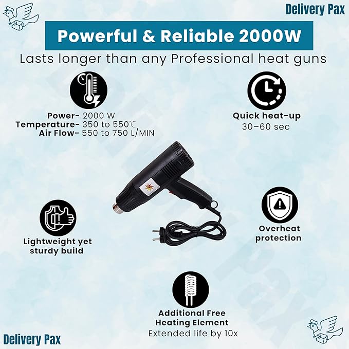 Professional 2000W Heat Gun Machine – Multi-Use with & without Shrink