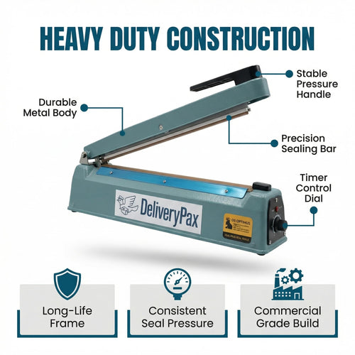 12-Inch Plastic Sealer Machine with Extra Teflon, Cutting & Sealing Elements