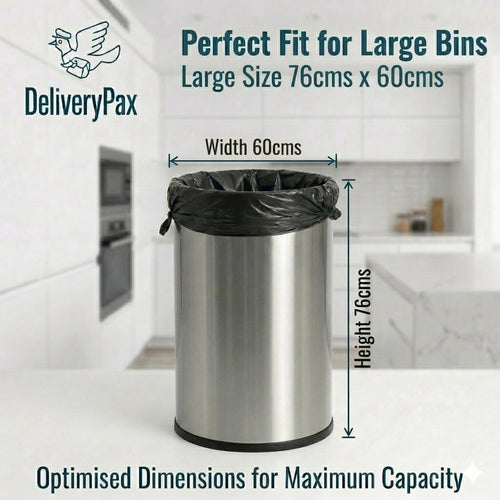 DELIVERY PAX Garbage Bags | Large Size 24 inches x 30 inches | Pack of 3 (50 Bags) | Tie-handle Dustbin Bags | For Dry & Wet Waste | Black