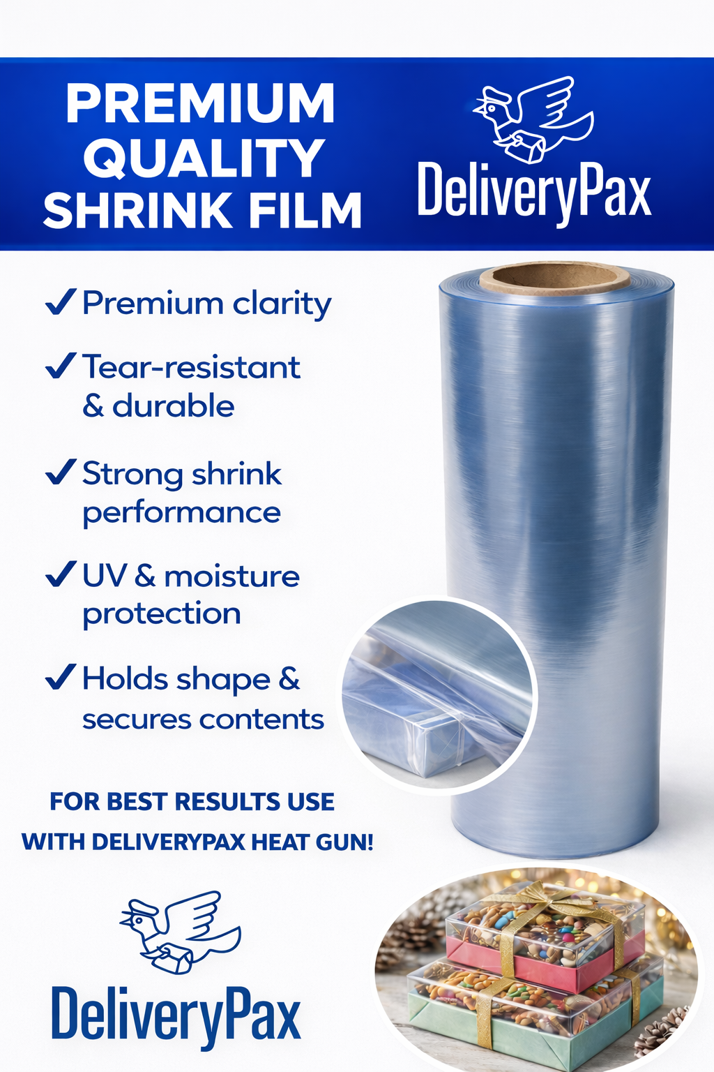 PVC Heat Shrink Film (10 Inches x 50 Meteres - Transparent)