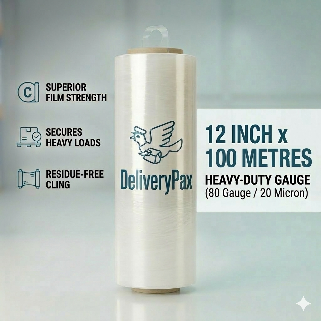 Stretch Film (12 inches x 100 Meters - Transparent)