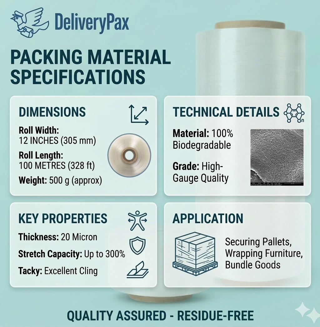 Stretch Film (12 inches x 100 Meters - Transparent)