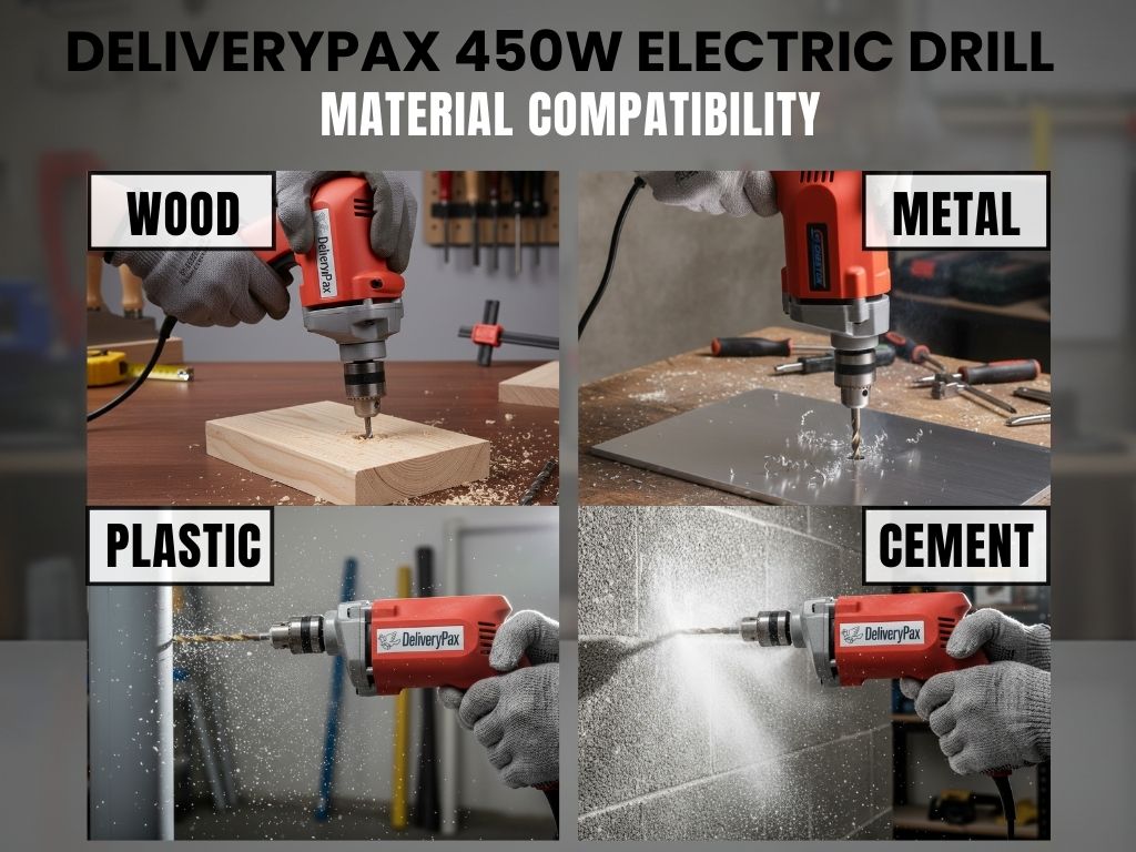 500W Electric Drill for Wood, Metal & Plastic Drilling with 5 Drill Bits & 1 PH-2 Screwdriver Bit