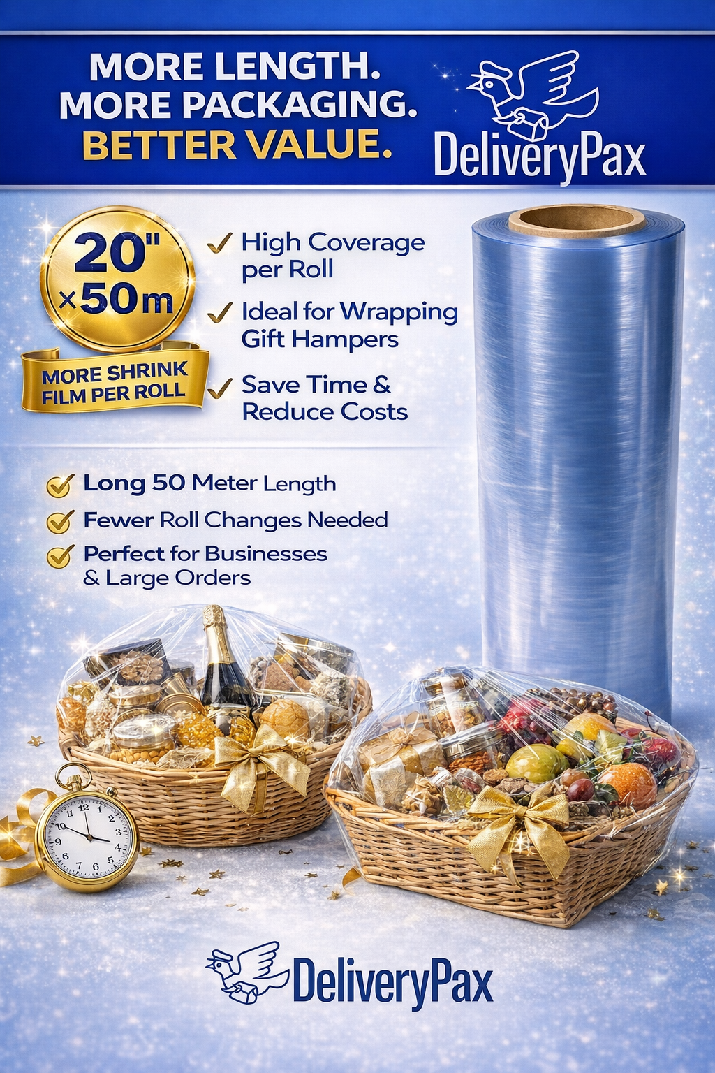 PVC Heat Shrink Film (20 Inches x 50 Meteres - Transparent)